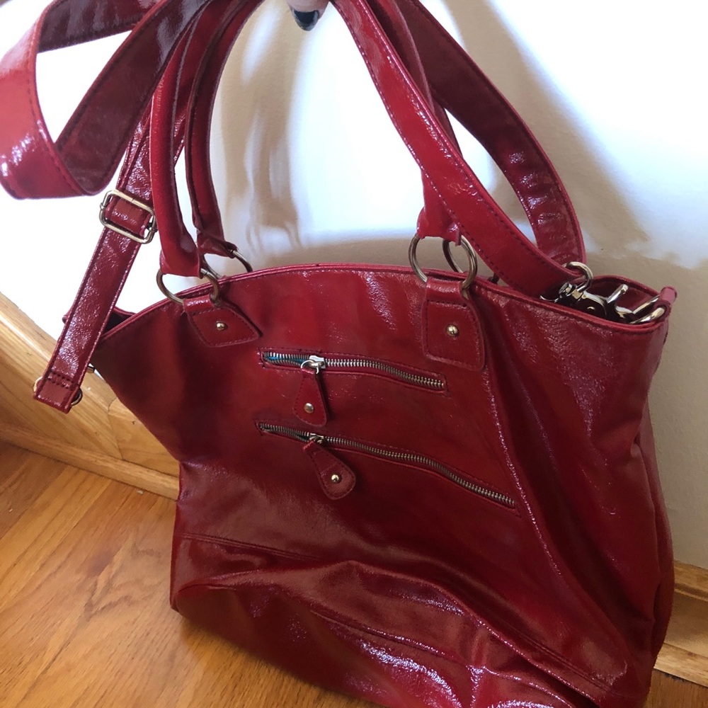 Red Faux Leather Purse